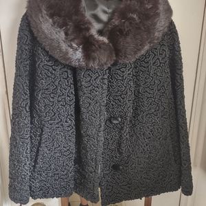 Vintage Bullocks Wilshire 1950's Curly lamb coat